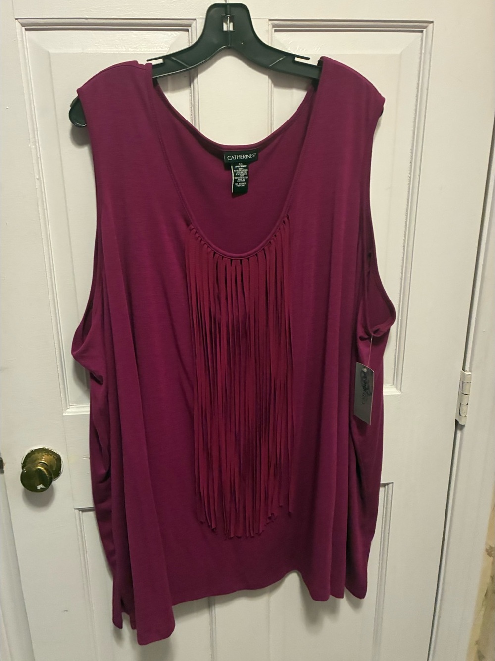 Catherines Plus Size Fringe Tank Top - Plum Berry 5X